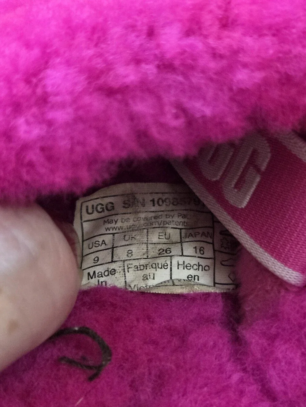 Ugg Girls Toddler Baby Fuzzy Hot Pink Slide Slippers size 9